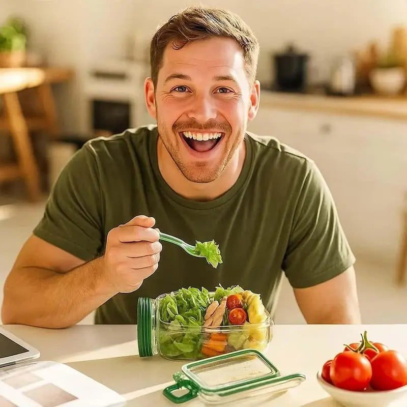 Glass Salad Container Wide Opening Screw-Seal Lid