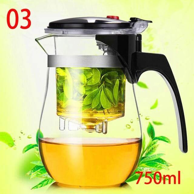 Glass Teapot Heat-Resistant Stainless Steel Strainer & Drip-Free Spout
