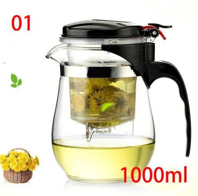 Glass Teapot Heat-Resistant Stainless Steel Strainer & Drip-Free Spout