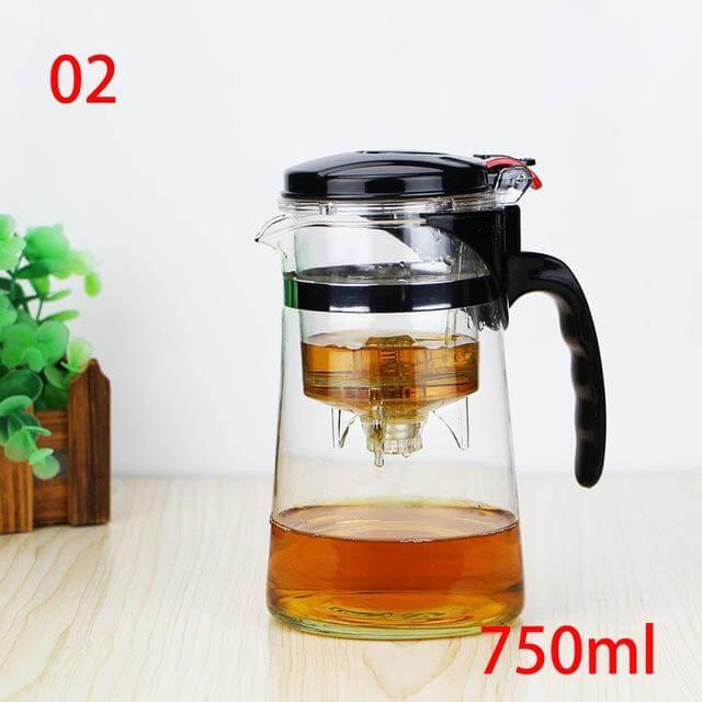 Glass Teapot Heat-Resistant Stainless Steel Strainer & Drip-Free Spout