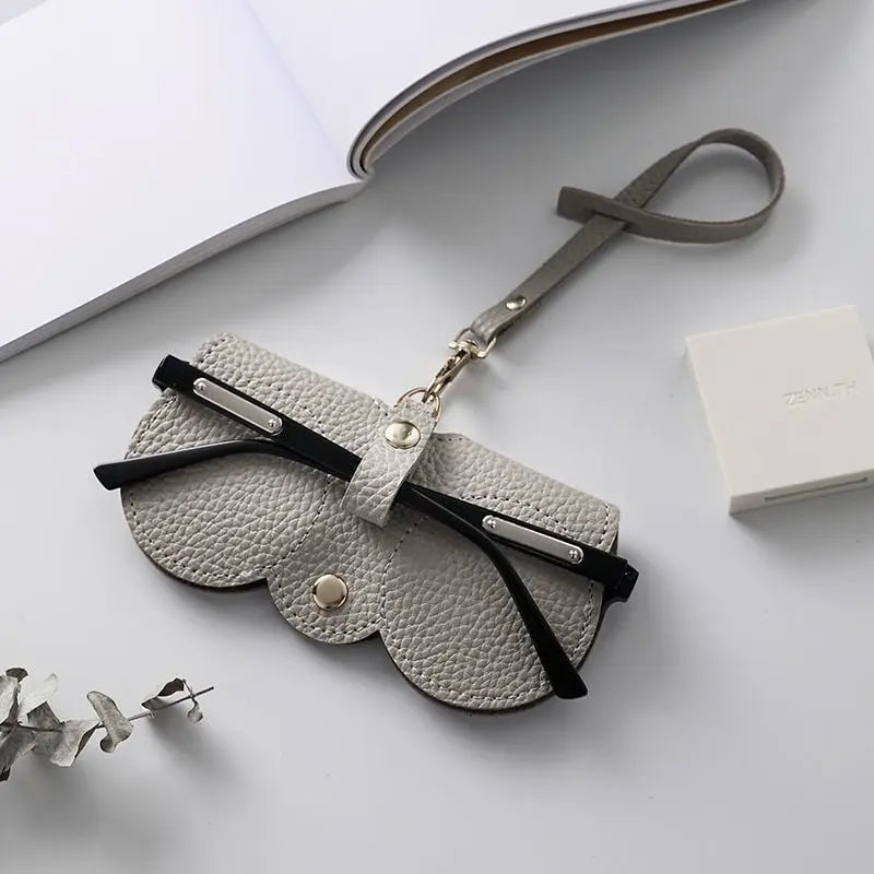 Glasses Case PU Leather Soft Lining Snap Closure