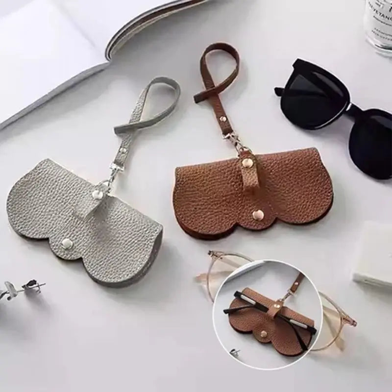 Glasses Case PU Leather Soft Lining Snap Closure