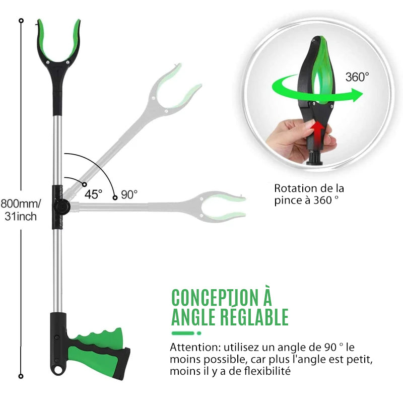 Grabber Tool Adjustable Angled Arm Magnetic Tip & Rotating Jaws
