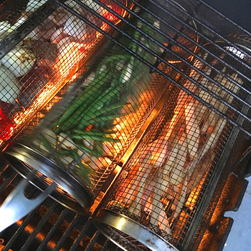 Grill Basket 360° Rotating Stainless Steel Dishwasher Safe