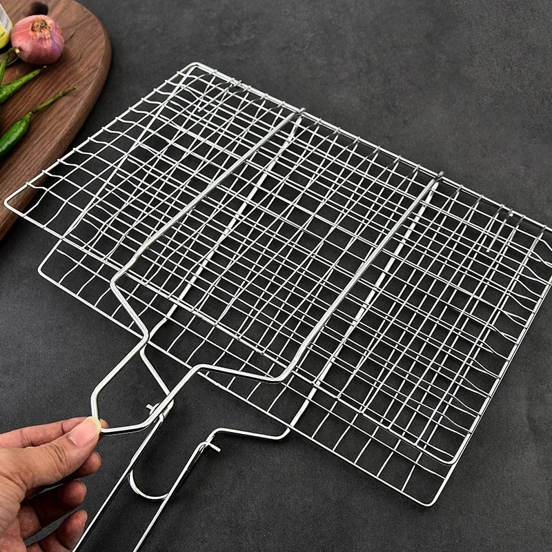 Grill Basket Foldable Locking Stainless Steel Non-Stick