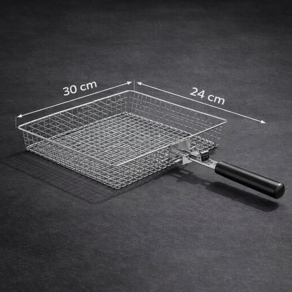 Grill Basket Stainless Steel Grid Handle Dishwasher Safe