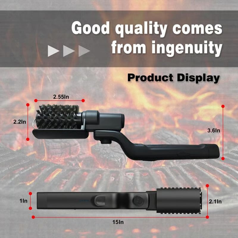 Grill Brush Motorized Cordless Rechargeable Stainless Steel Bristles
