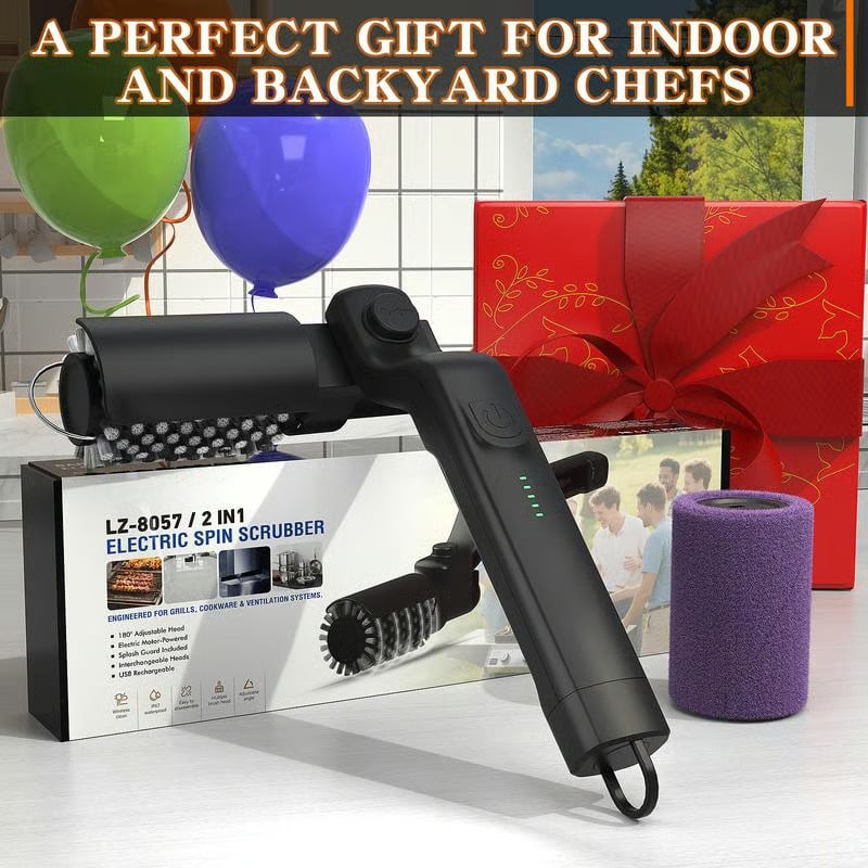 Grill Brush Motorized Cordless Rechargeable Stainless Steel Bristles