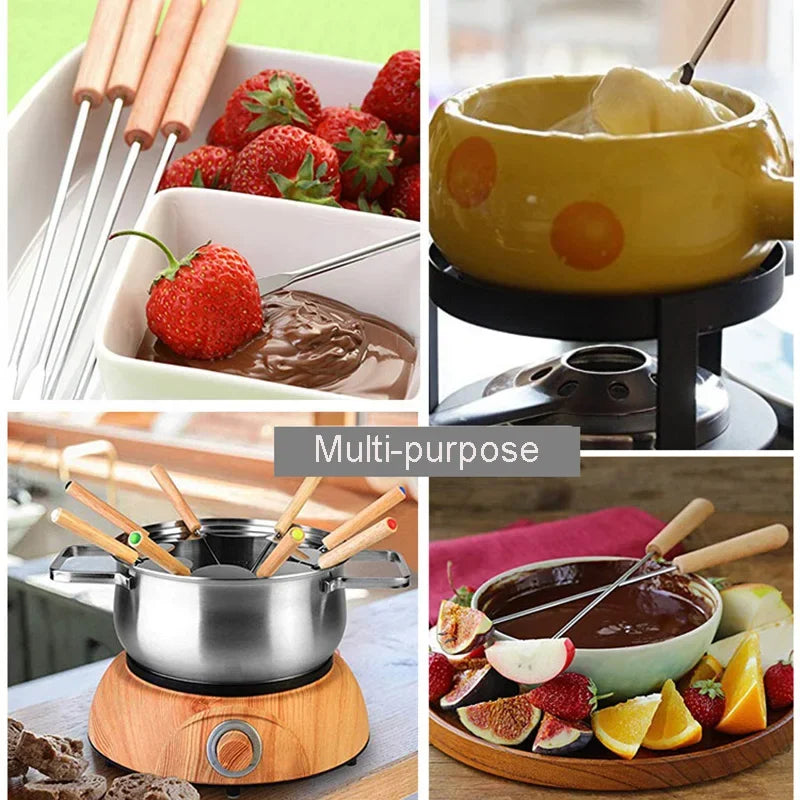 Grill Forks Stainless Steel Heat-Resistant Wooden Handles