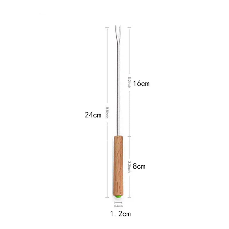 Grill Forks Stainless Steel Heat-Resistant Wooden Handles