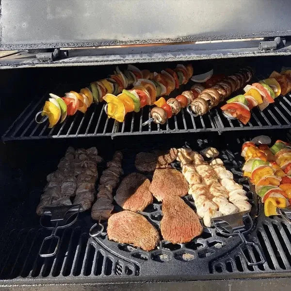 Grill Skewers Double-Prong & Sliding Scraper Stainless Steel
