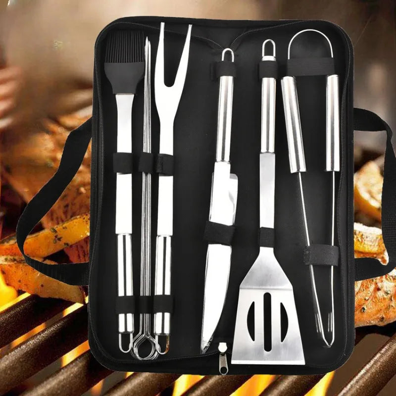 Grill Tool Set Stainless Steel 9-Piece With Carrying Case