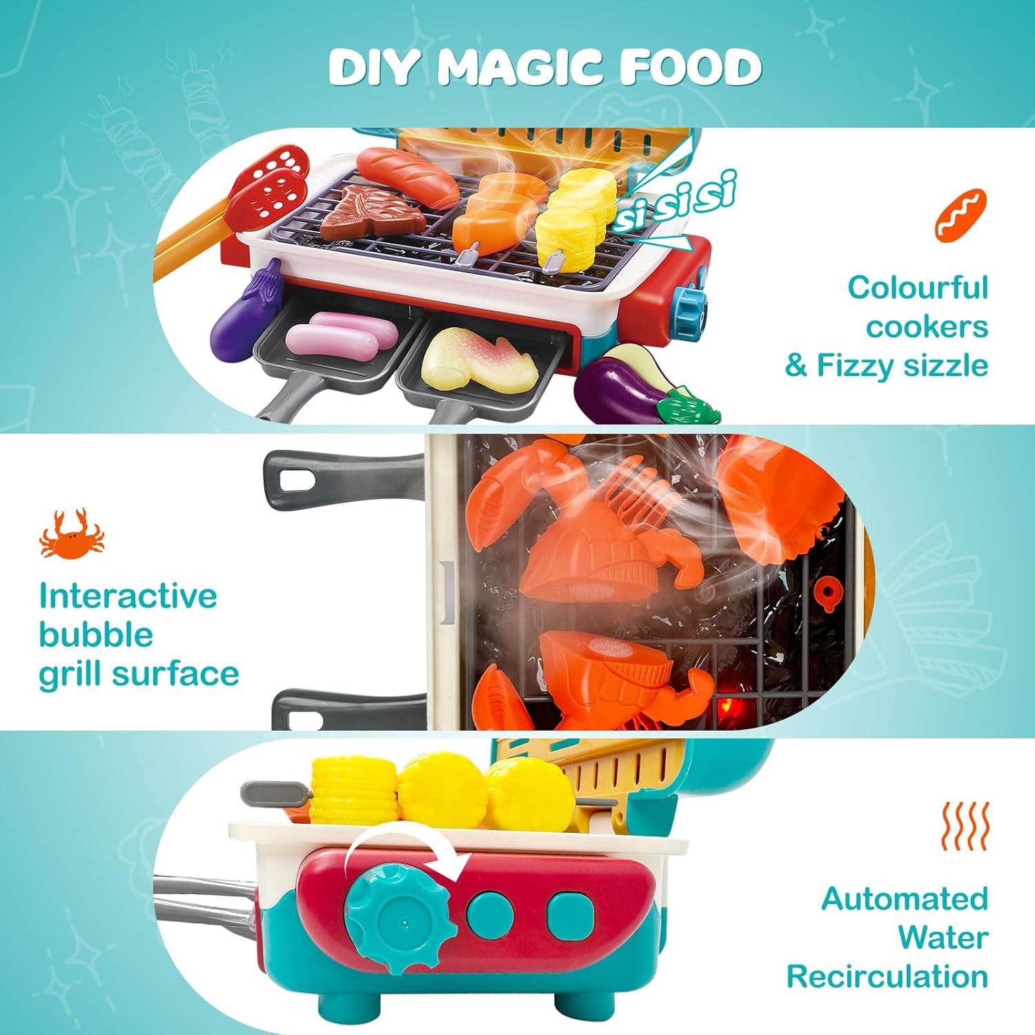 Grill Toy Light & Sound Steam Color-Changing Food