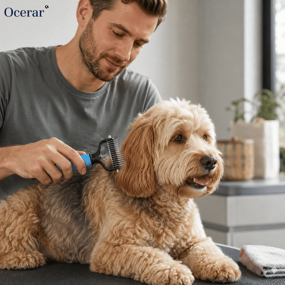 Grooming Brush Safety Blades & Non-Slip Handle