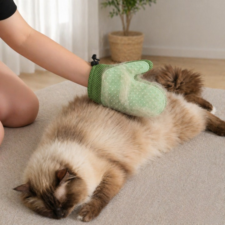 Grooming Gloves Soft Rubber Bristles Gentle Massage