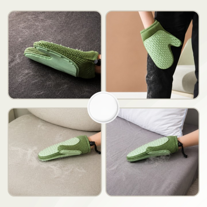 Grooming Gloves Soft Rubber Bristles Gentle Massage