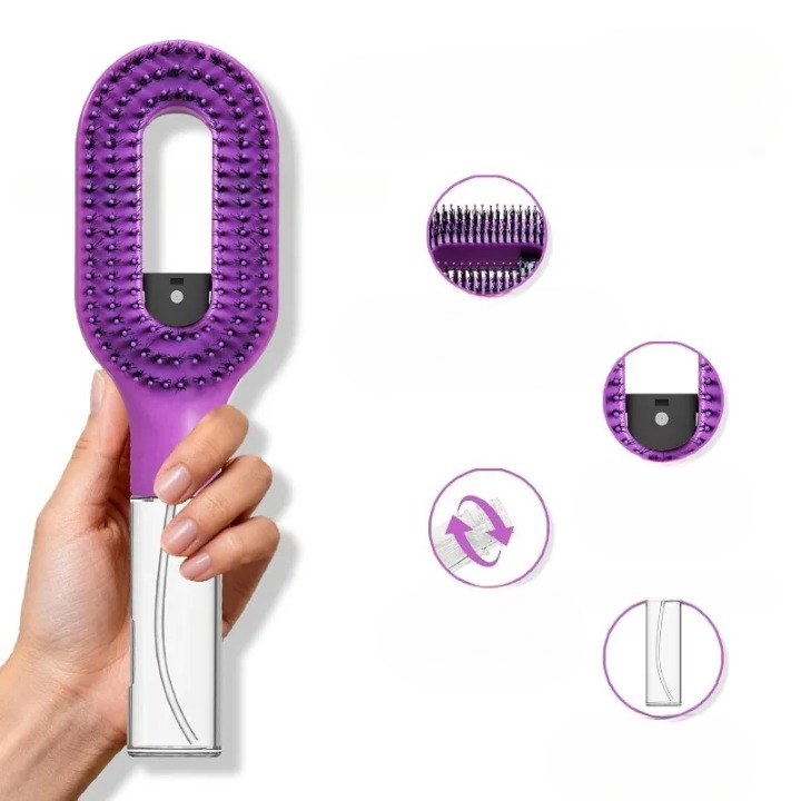 Hair Brush Spray Function Ventilated Head Nylon Bristles
