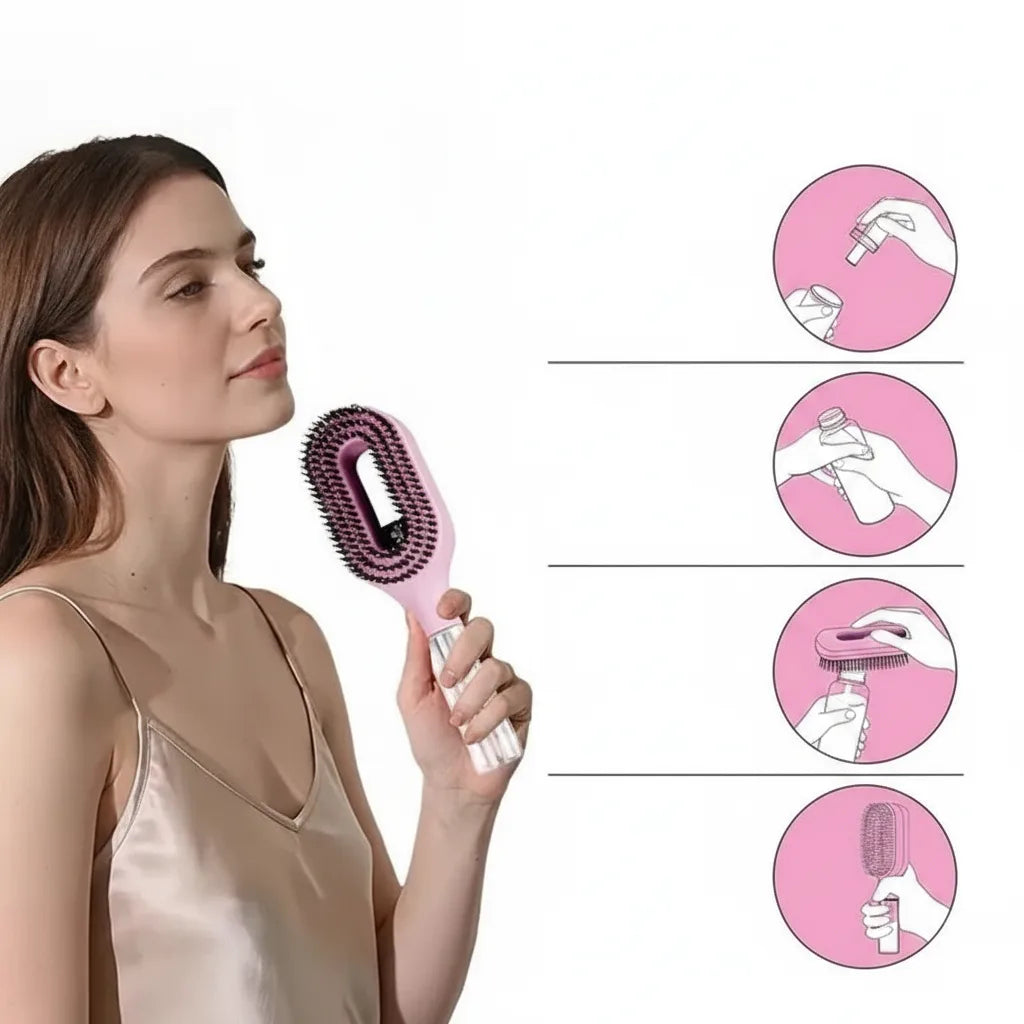 Hair Brush Spray Function Ventilated Head Nylon Bristles