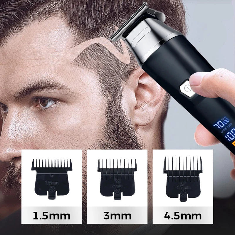 Hair Clipper Cordless USB Rechargeable Washable Blades & LCD Display
