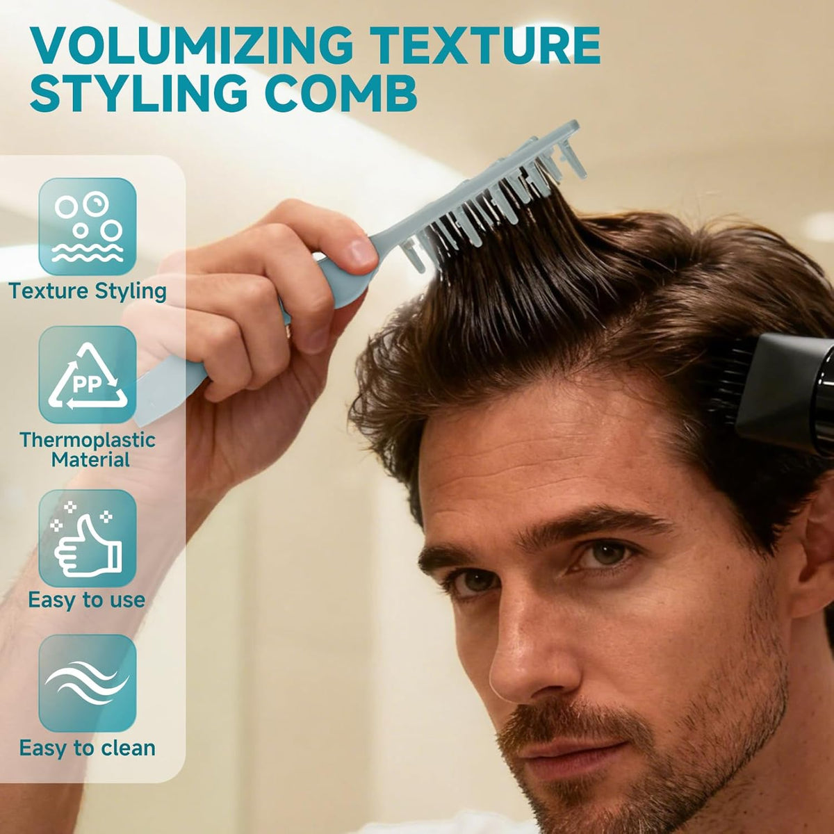 Hair Comb Wide Teeth No-Pull Root Volume