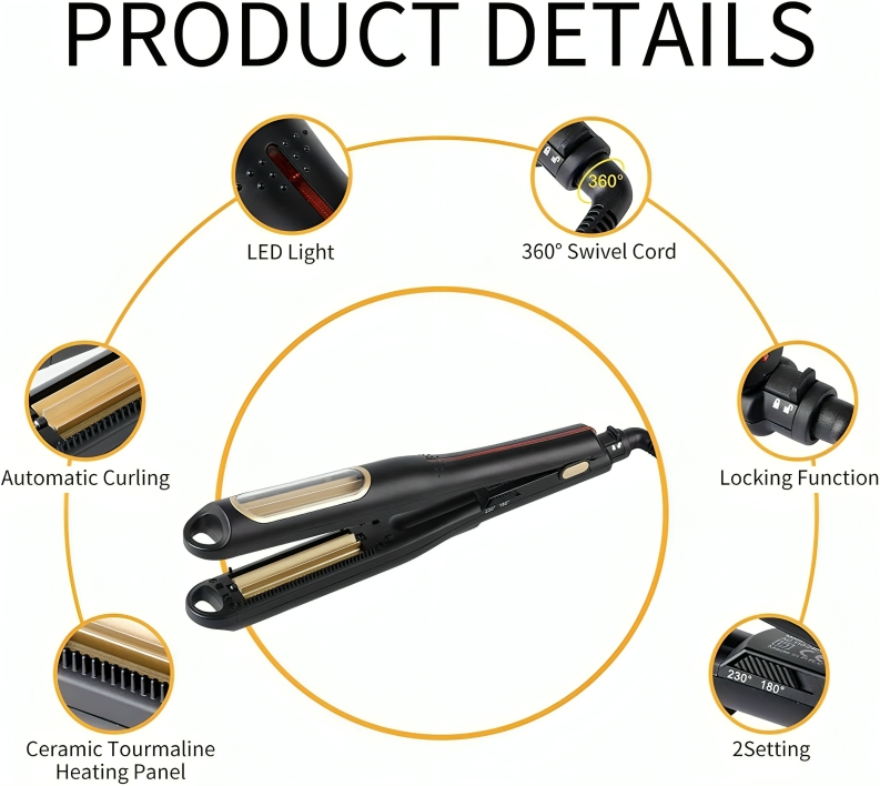 Hair Curler Automatic Rotating Ceramic Barrel & Adjustable Heat