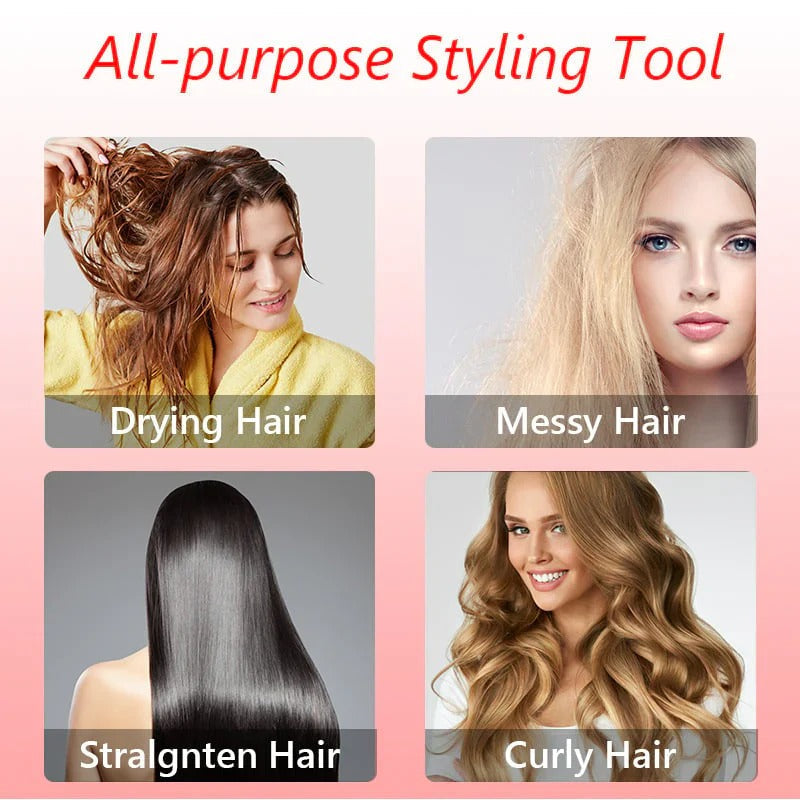 Hair Dryer 3-in-1 Rotating & Interchangeable Brushes