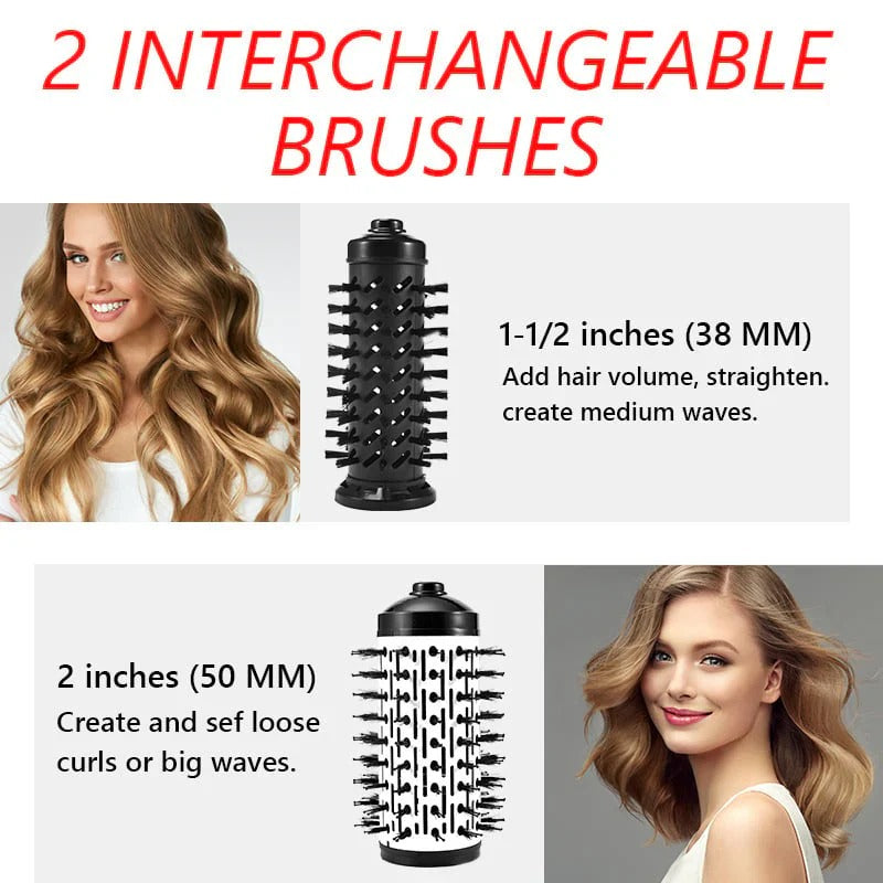 Hair Dryer 3-in-1 Rotating & Interchangeable Brushes