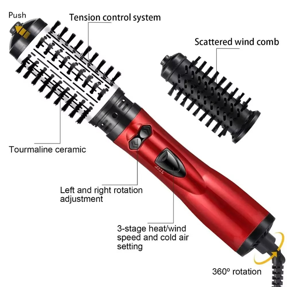 Hair Dryer 3-in-1 Rotating & Interchangeable Brushes