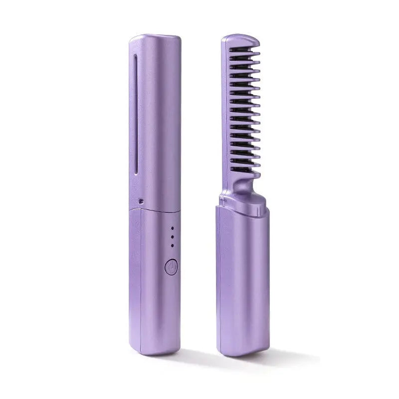 Hair Straightening Brush Cordless Ceramic Coated USB Rechargeable