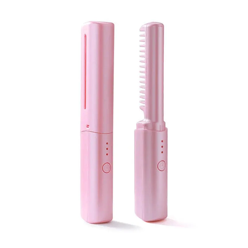 Hair Straightening Brush Cordless Ceramic Coated USB Rechargeable