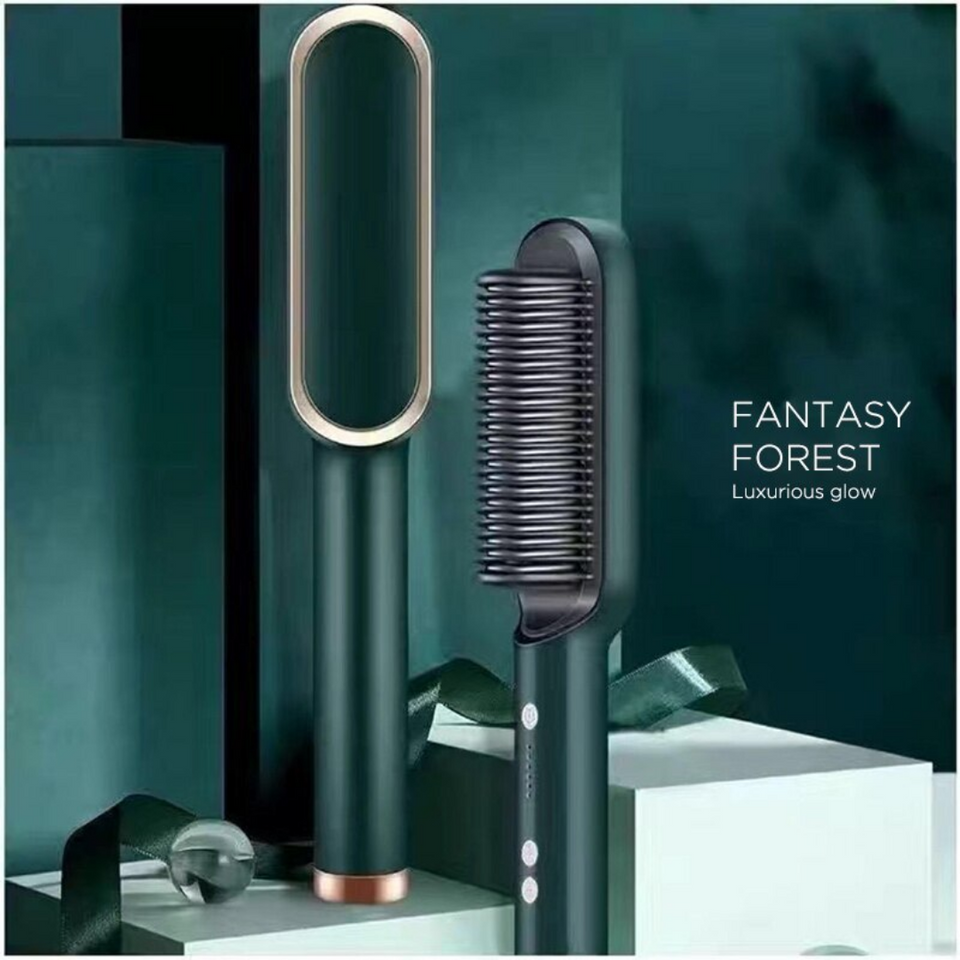 Hair Straightening Brush Ionic Titanium Bristles Anti-Frizz