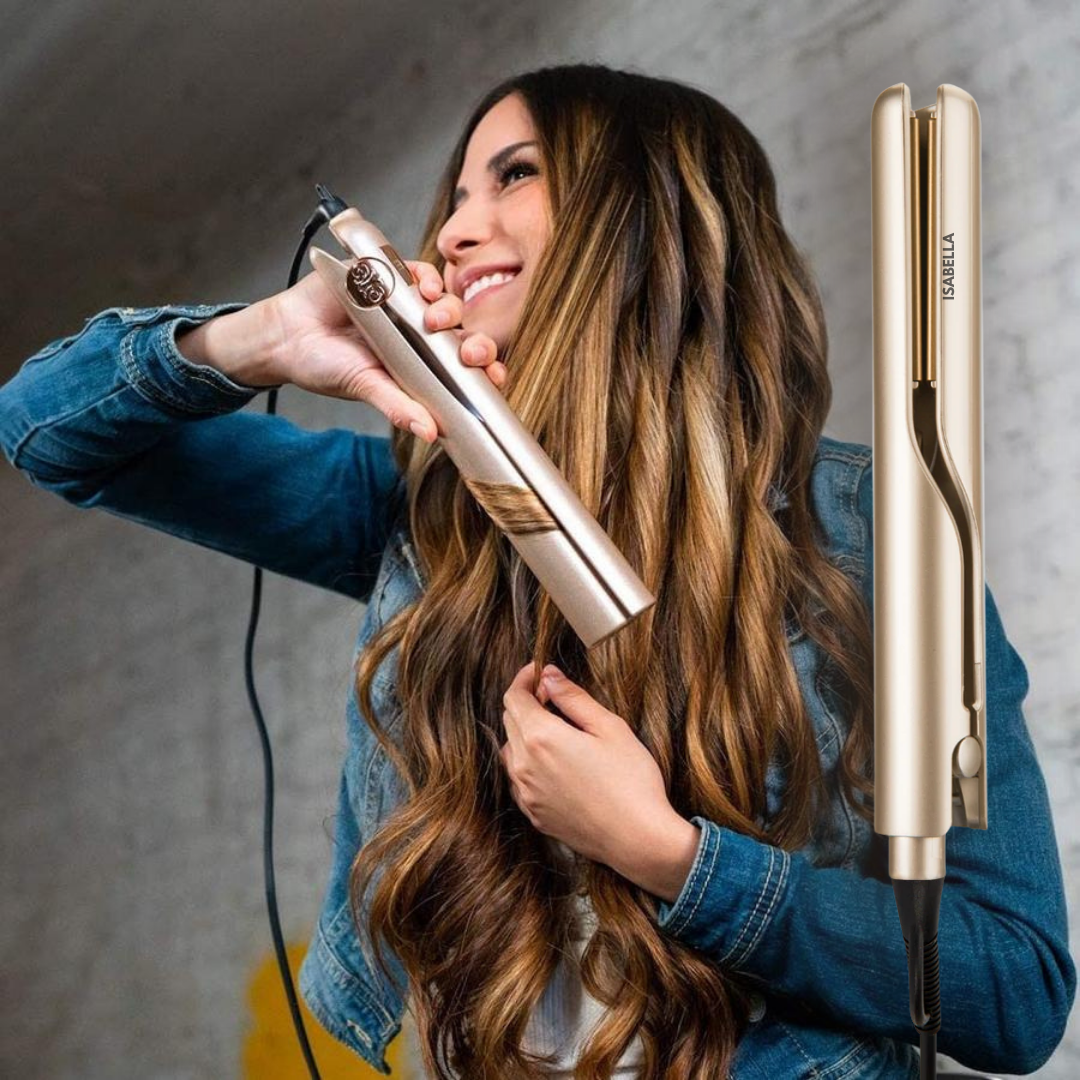 Hair Styler 2-In-1 Ceramic Plates & Ionic Shine Adjustable Temperature