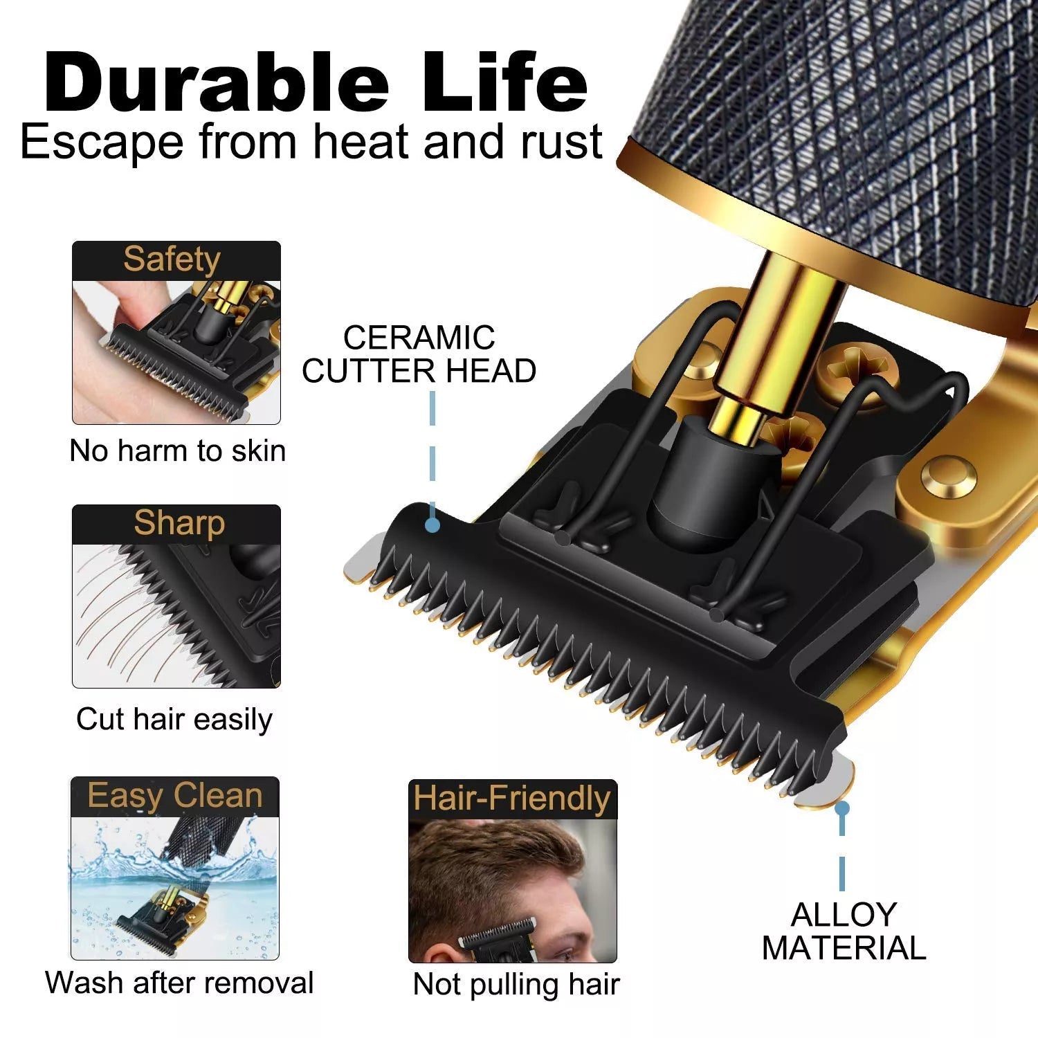 Hair Trimmer Cordless Titanium Blades 2-Hour Runtime