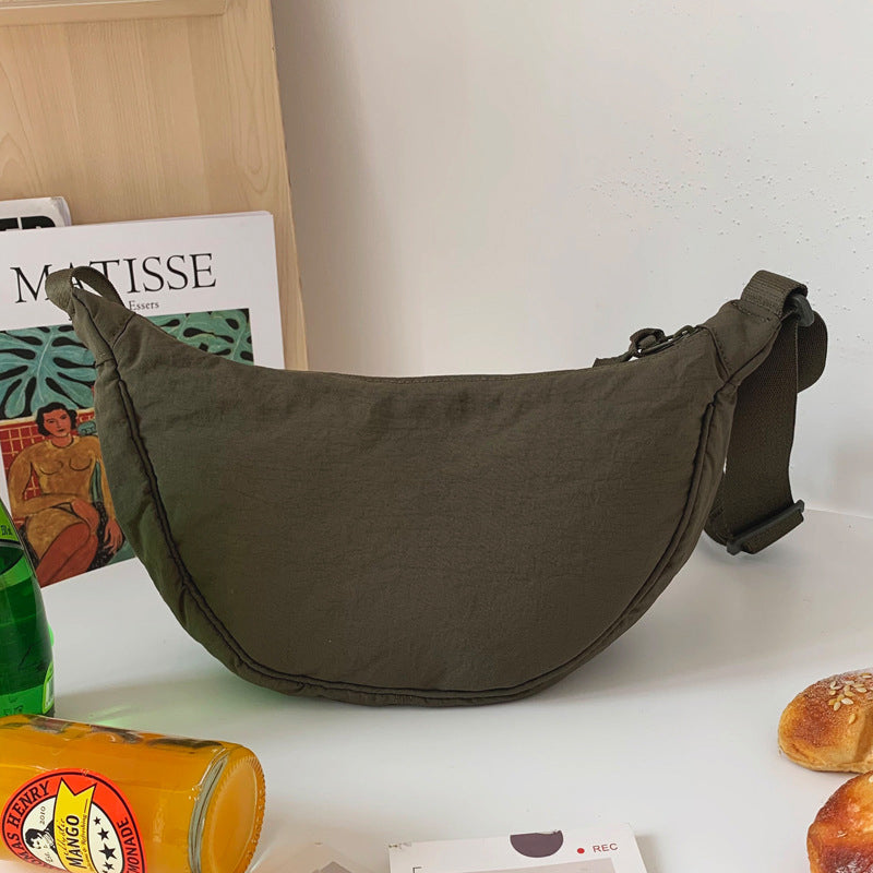 Half-Moon Crossbody Bag Adjustable Strap & Multiple Compartments