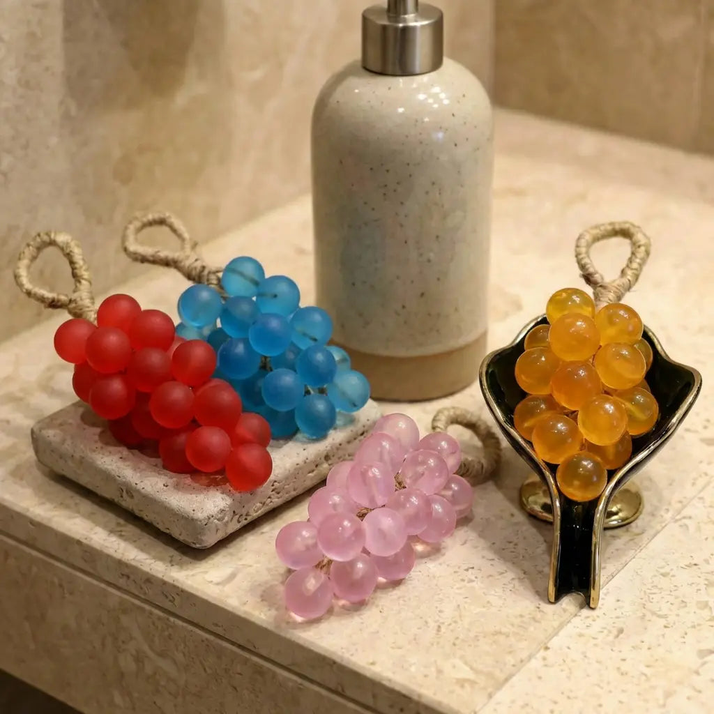 Hand Soap Grape Shape Plant Oils Jute Hanging Cord