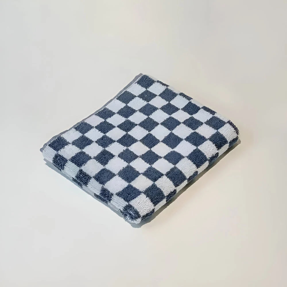 Hand Towel 100% Cotton Quick-Drying Checkerboard Pattern