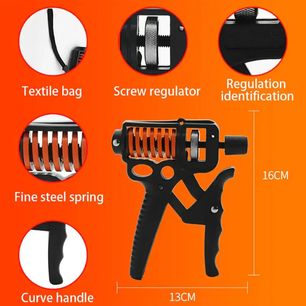 Hand Trainer Steel Spring Adjustable 11–364 Lbs Ergonomic Grip