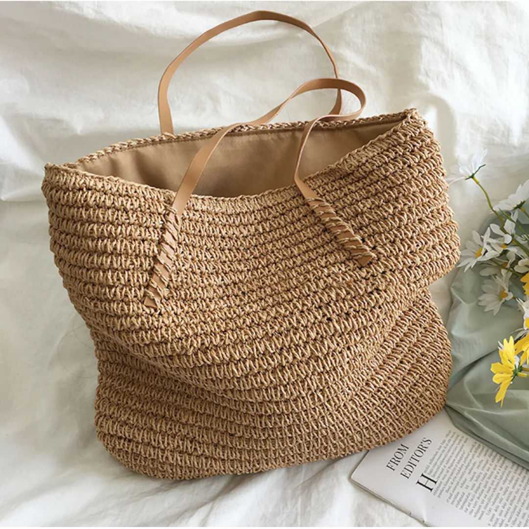 Handbag Braided Woven Spacious Interior Ergonomic Shoulder Strap