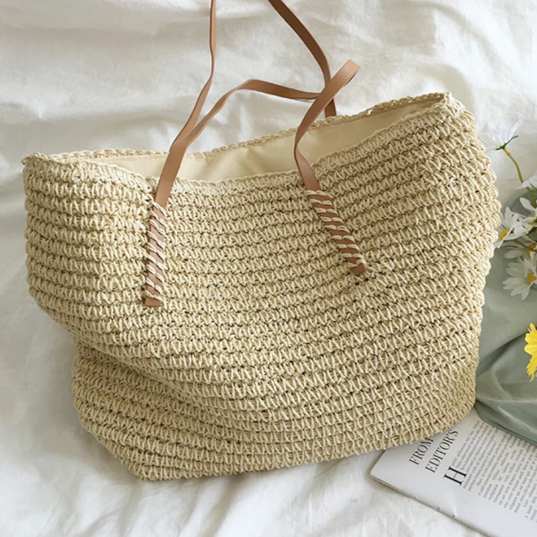 Handbag Braided Woven Spacious Interior Ergonomic Shoulder Strap