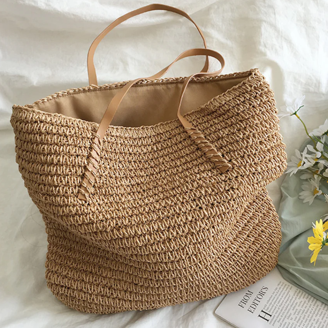 Handbag Braided Woven Spacious Interior Ergonomic Shoulder Strap