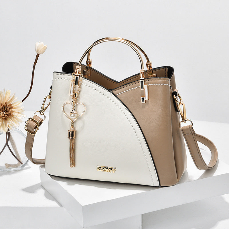 Handbag Faux Leather Metal Handles & Adjustable Strap