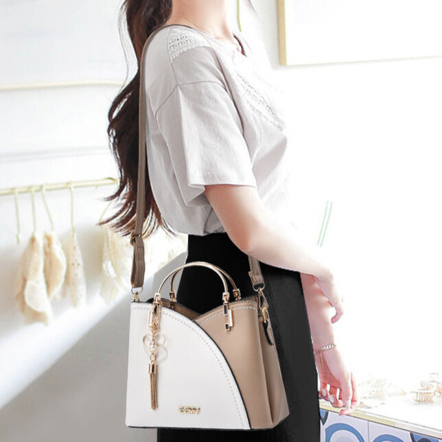 Handbag Faux Leather Metal Handles & Adjustable Strap