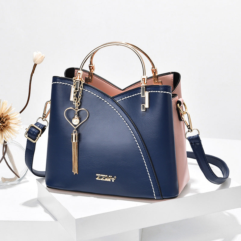 Handbag Faux Leather Metal Handles & Adjustable Strap