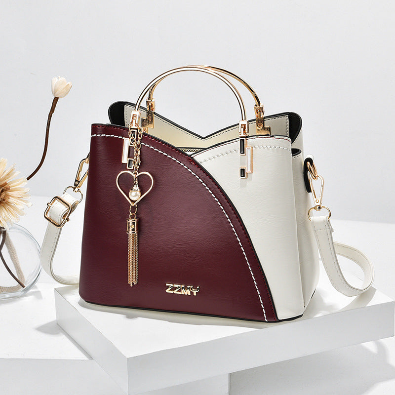 Handbag Faux Leather Metal Handles & Adjustable Strap