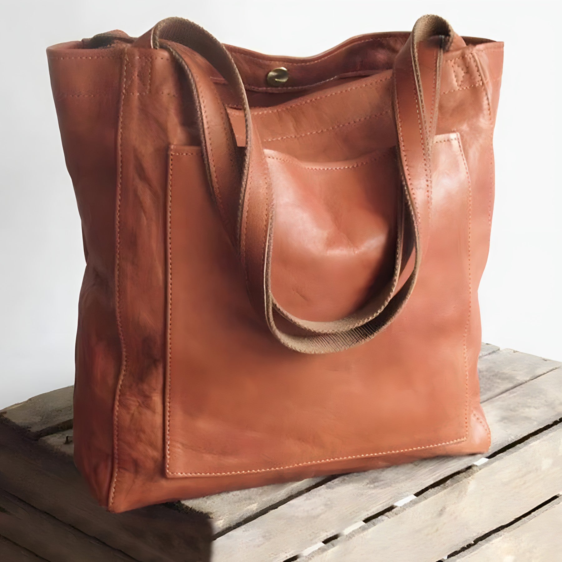 Handbag Faux Leather Spacious Double Shoulder Straps