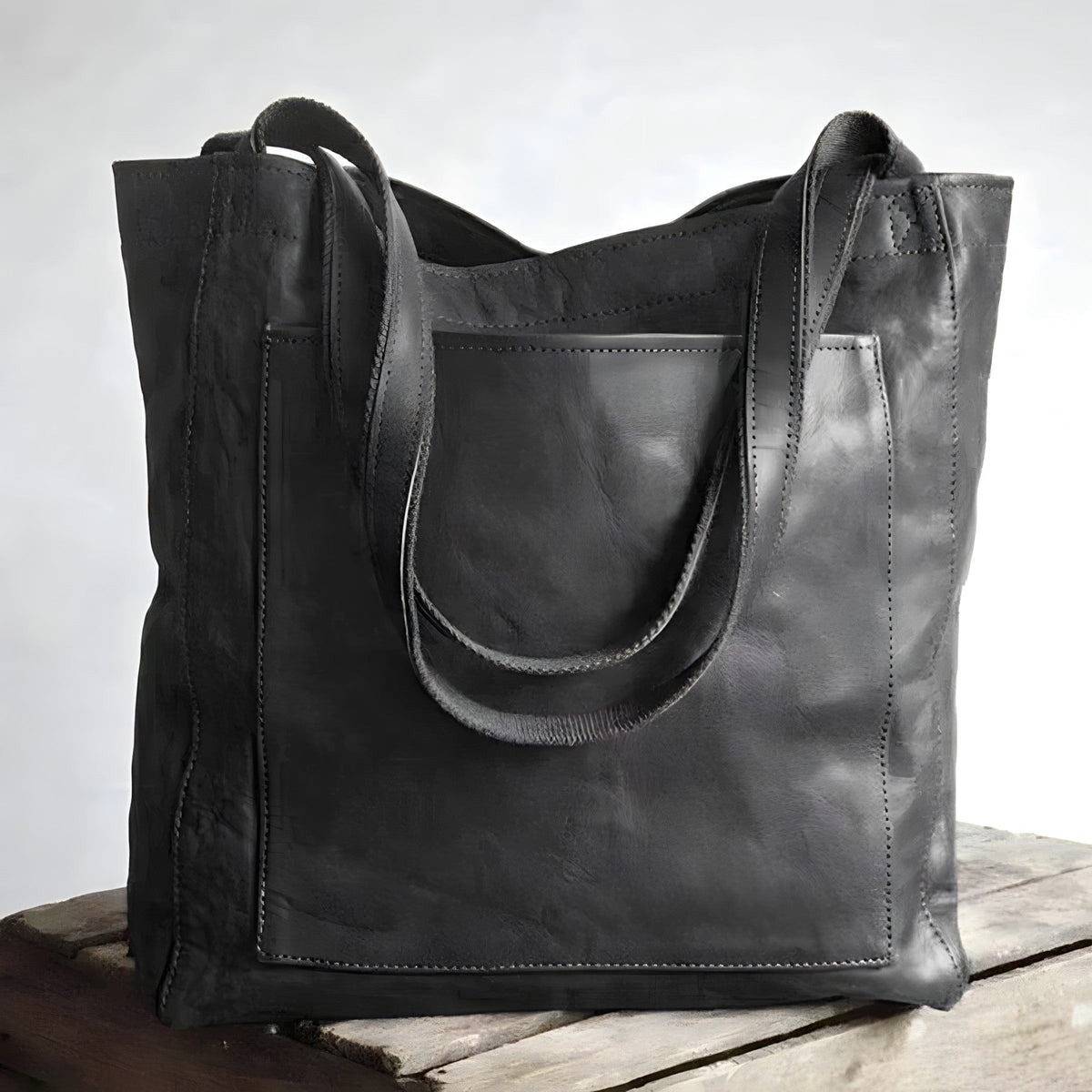 Handbag Faux Leather Spacious Double Shoulder Straps