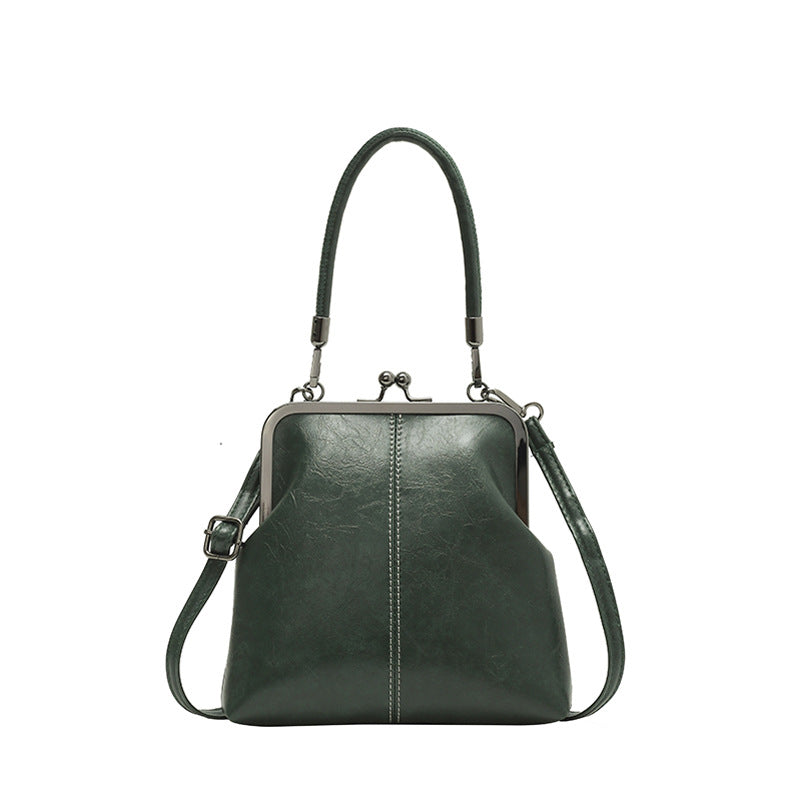 Handbag Faux Leather Vintage Clasp Detachable Shoulder Strap