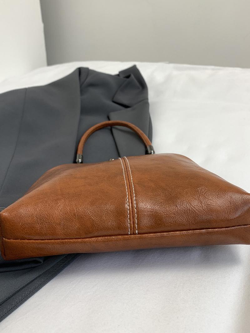 Handbag Faux Leather Vintage Clasp Detachable Shoulder Strap