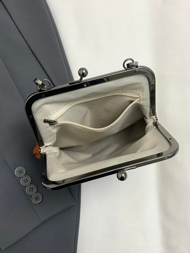 Handbag Faux Leather Vintage Clasp Detachable Shoulder Strap