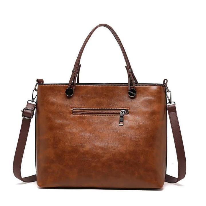 Handbag Genuine Leather Two Zippered Front Pockets